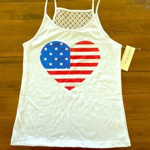 Girl’s, Patriotic, Spaghetti strap, Tank Top.